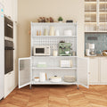 Kitchen Pantry Cabinet, Tall Storage Cabinet With Glass Doors & Adjustable Shelves, Cabinet Cupboard For Kitchen, Living Room, Dinning Room, White White Kitchen Modern Glass Doors Steel