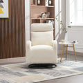 Jiada Upholstered Swivel Glider.Rocking Chair For Nursery In White Teddy.Modern Style One Left Bag White Teddy Primary Living Space Foam Metal