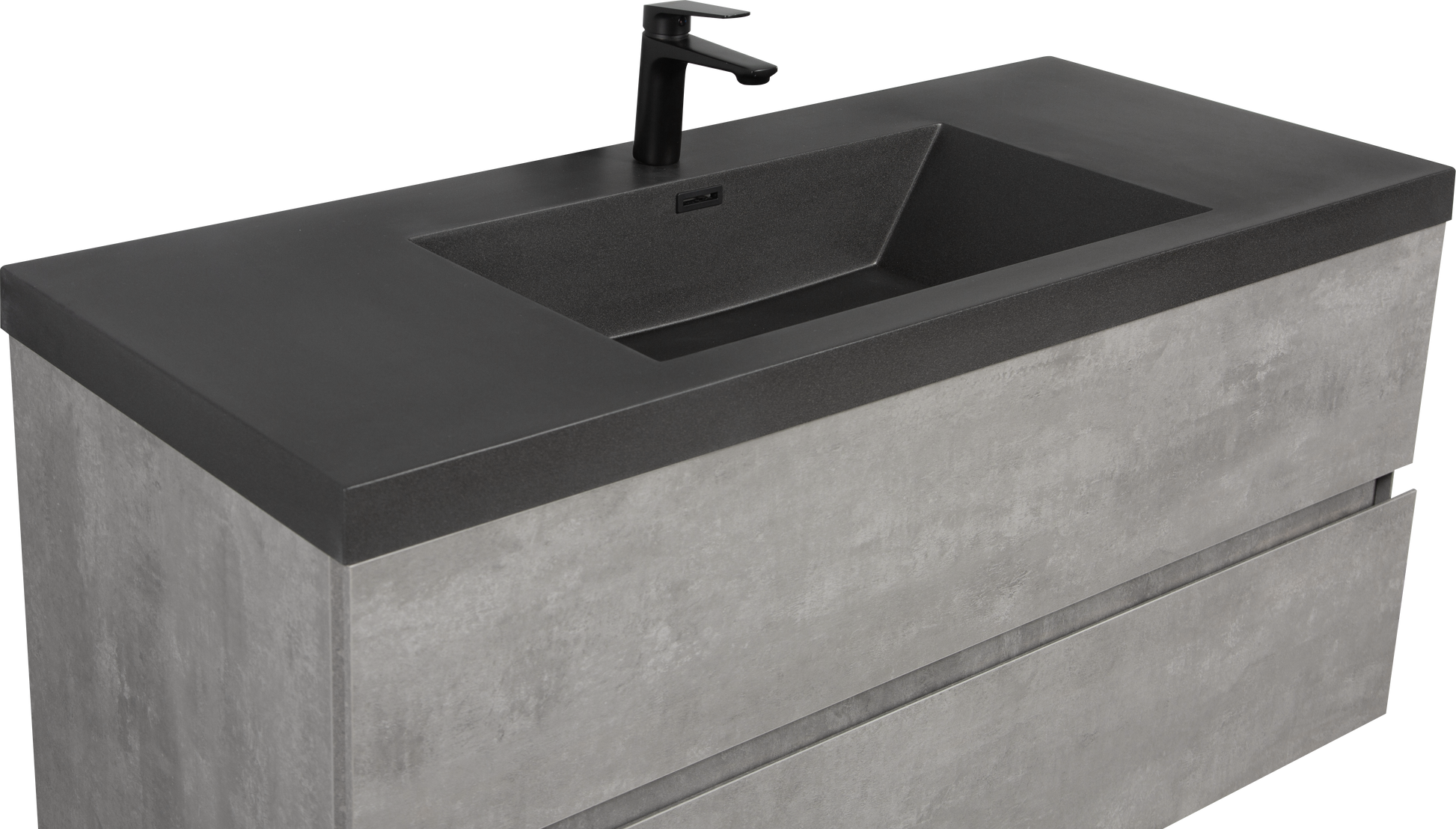 48'' Wall Hung Bathroom Vanity In Ash Gray With Black Top 24Vedi 48B 2 Grey Wall Mounted Plywood