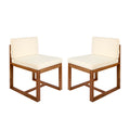 Patio Dining Chairs Set Of 2 Teak Beige Acacia Wood