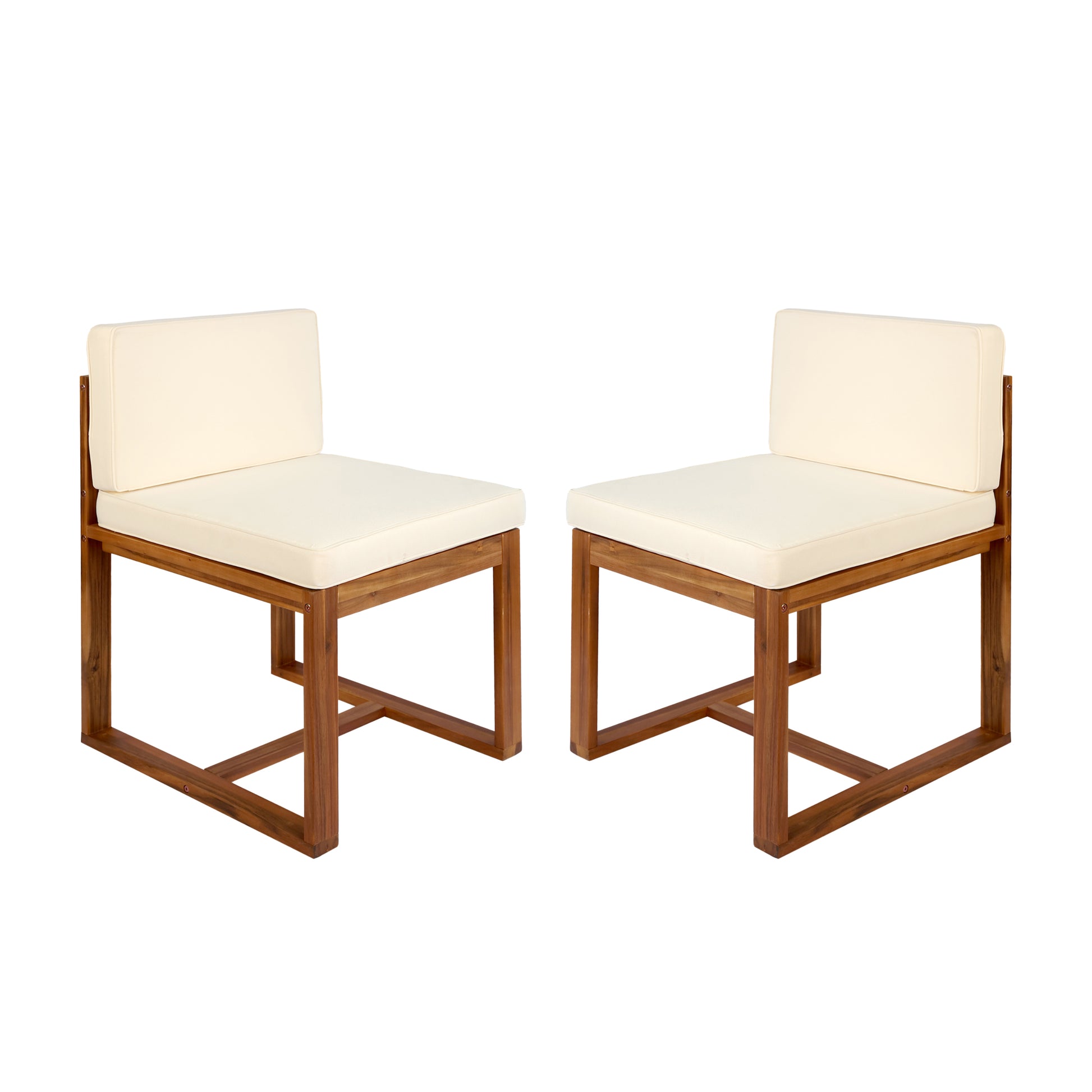Patio Dining Chairs Set Of 2 Teak Beige Acacia Wood