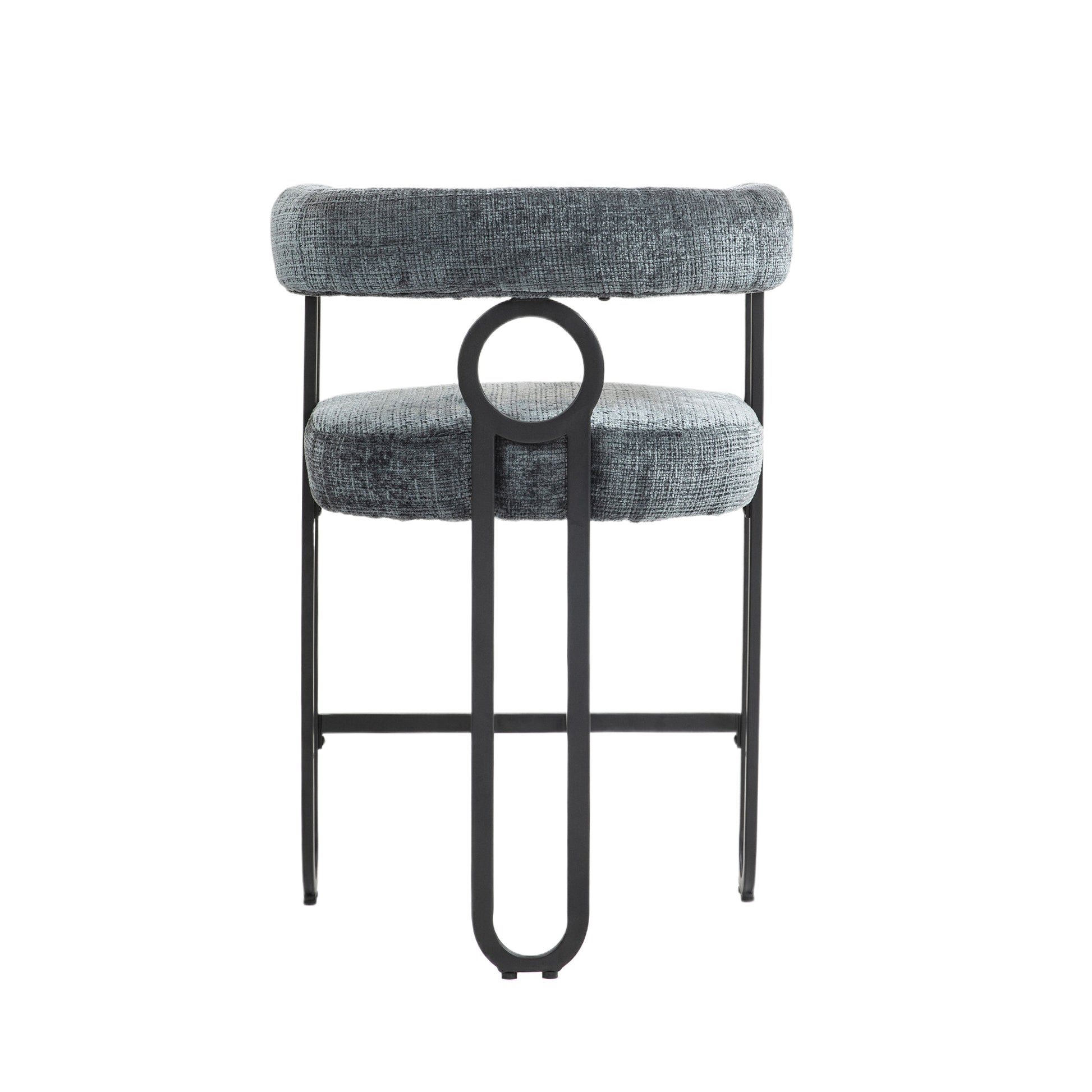Coolmore Bar Stools Set Of 2, Modern Bar Stool With Back, Black Metal Frames, Upholstered Bar Stools For Kitchen Island, Pub, Club Gray Chenille Gray Dining Room Foam Chenille