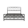 King Size Classical Metal Bed Frame With Circular Design Headboard And Footboard, Under Bed Space, Black King Black Iron