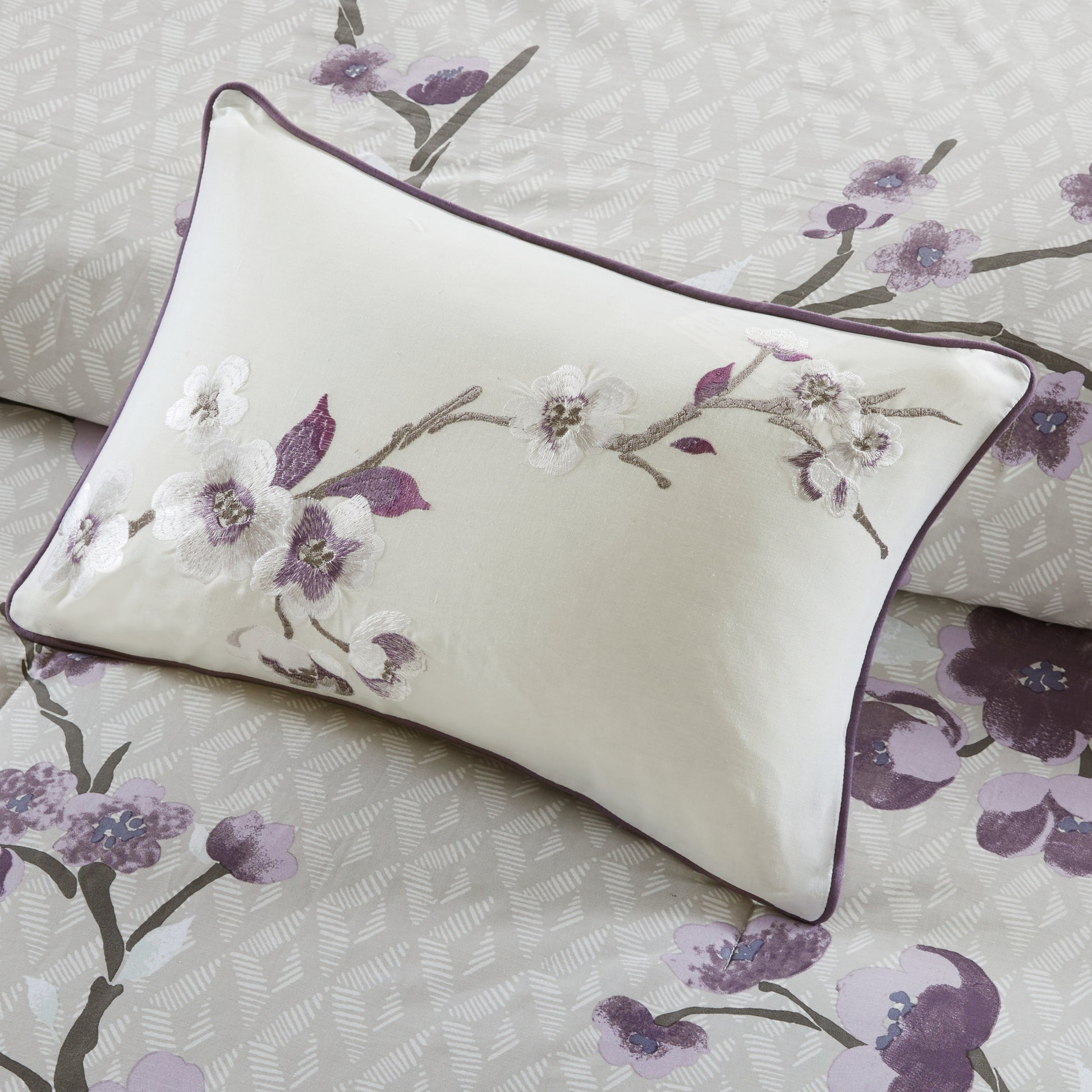 8 Piece Cotton Comforter Set Purple Taupe King King Purple Taupe Polyester