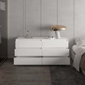 White 6 Drawer Rectangle Dresser White Particle Board