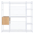 Open Style Wardrobe With Hanging Rails, Shelves And Drawers, White White Metal & Wood