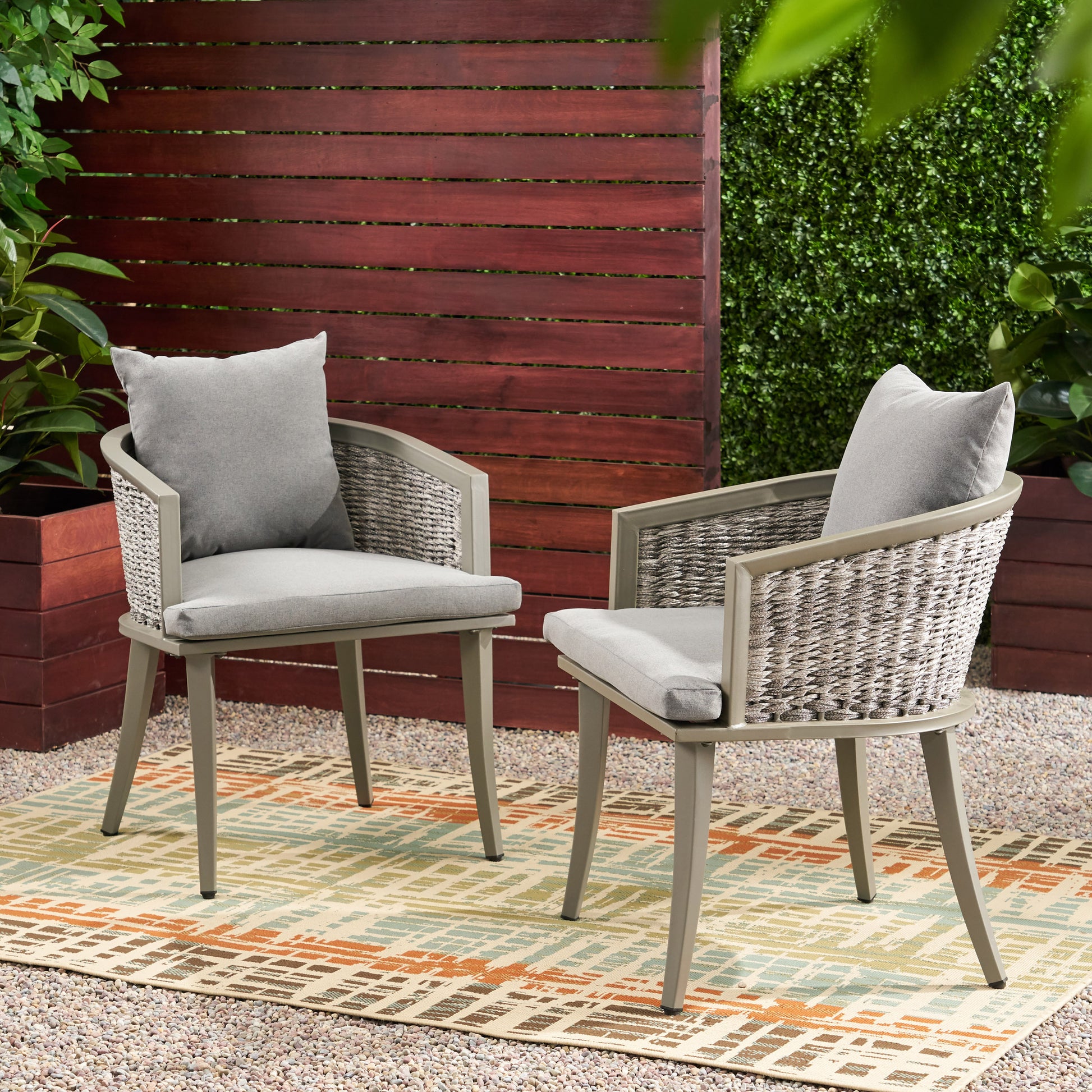 Pebble Chair Grey Pe Rattan Iron Waterproof Fabric