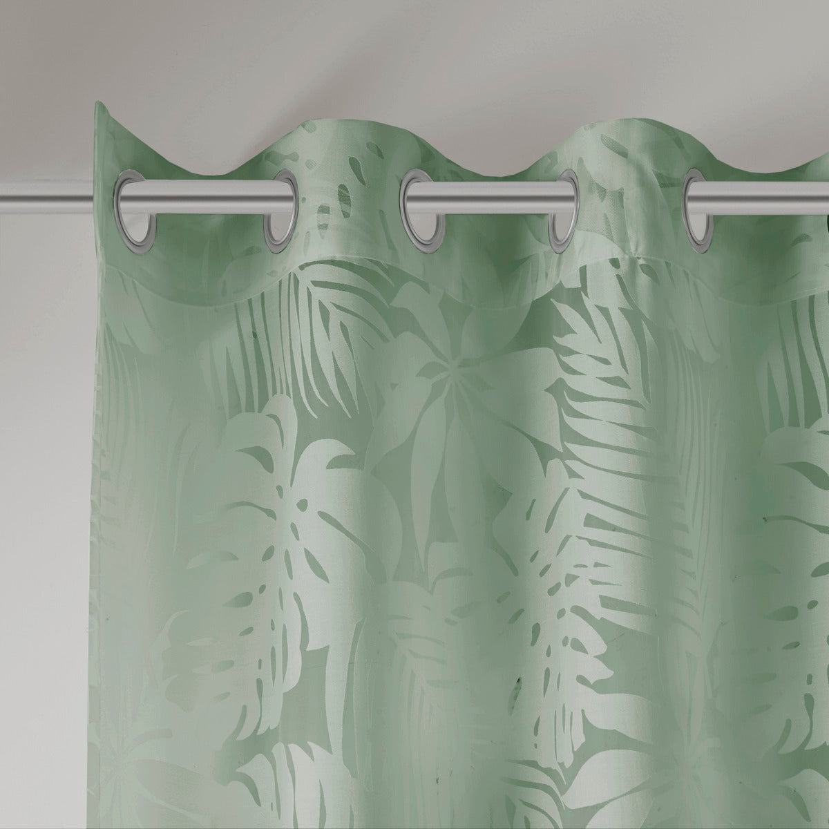 Palm Leaf Burnout Window Sheer Sage Green 50X95" Sage Green Polyester