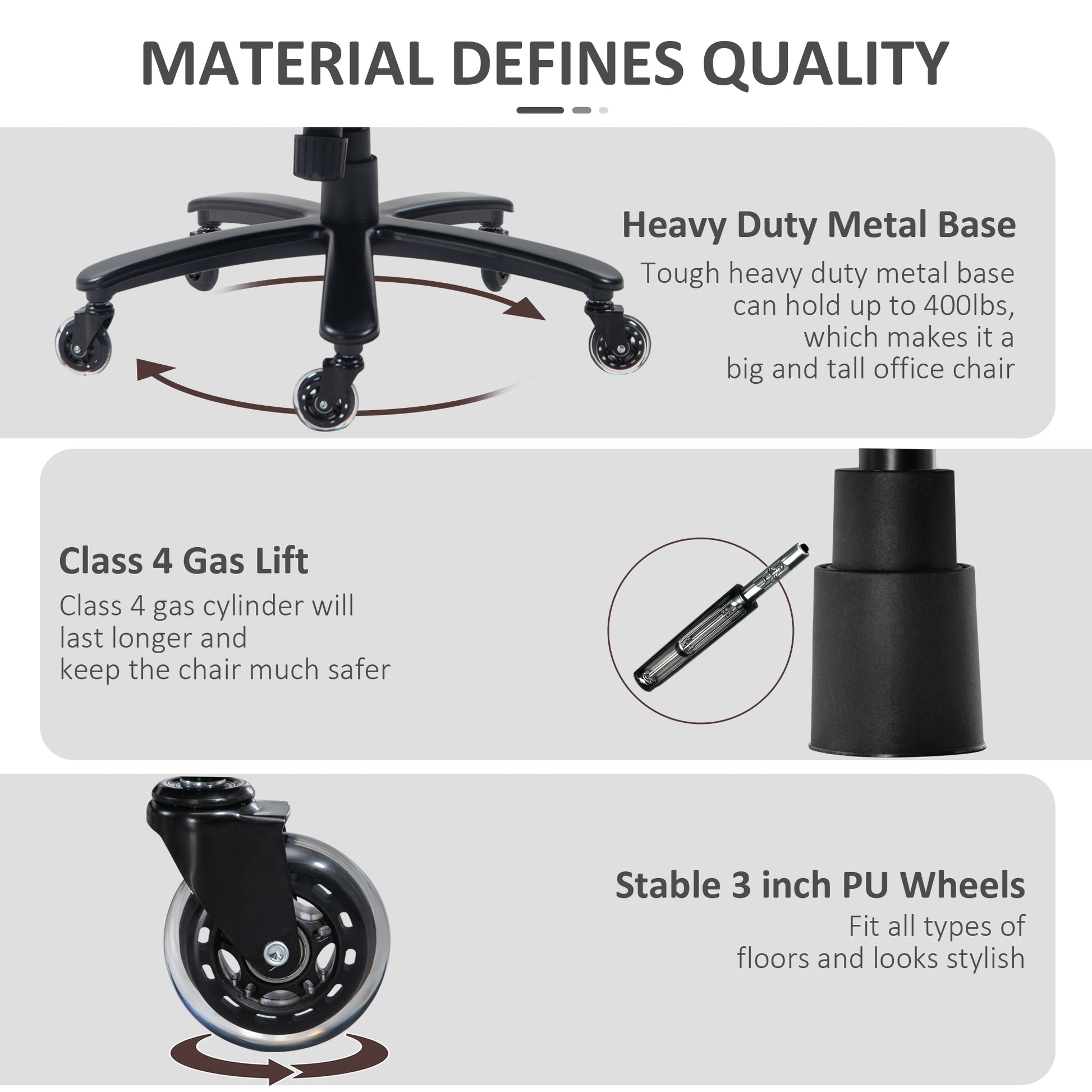 Vinsetto Pu Leather Office Chair For Desk, Big And Tall, 400Lb., Black Black Pu Leather