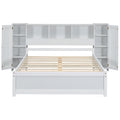 Full Size Platform Bed With Storage Headboard And Lockers, White Full Box Spring Not Required White Wood Bedroom Solid Wood Mdf