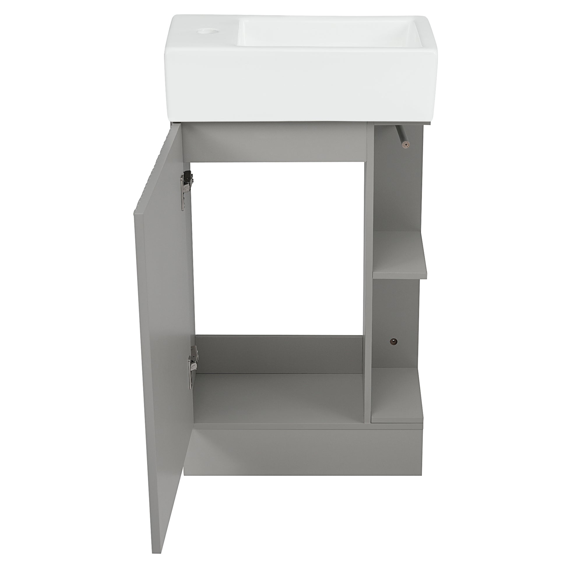 18.6" Bathroom Vanity With Sink, Bathroom Vanity Cabinet With Two Tier Shelf, Left Or Right Orientation, Grey Grey Mdf