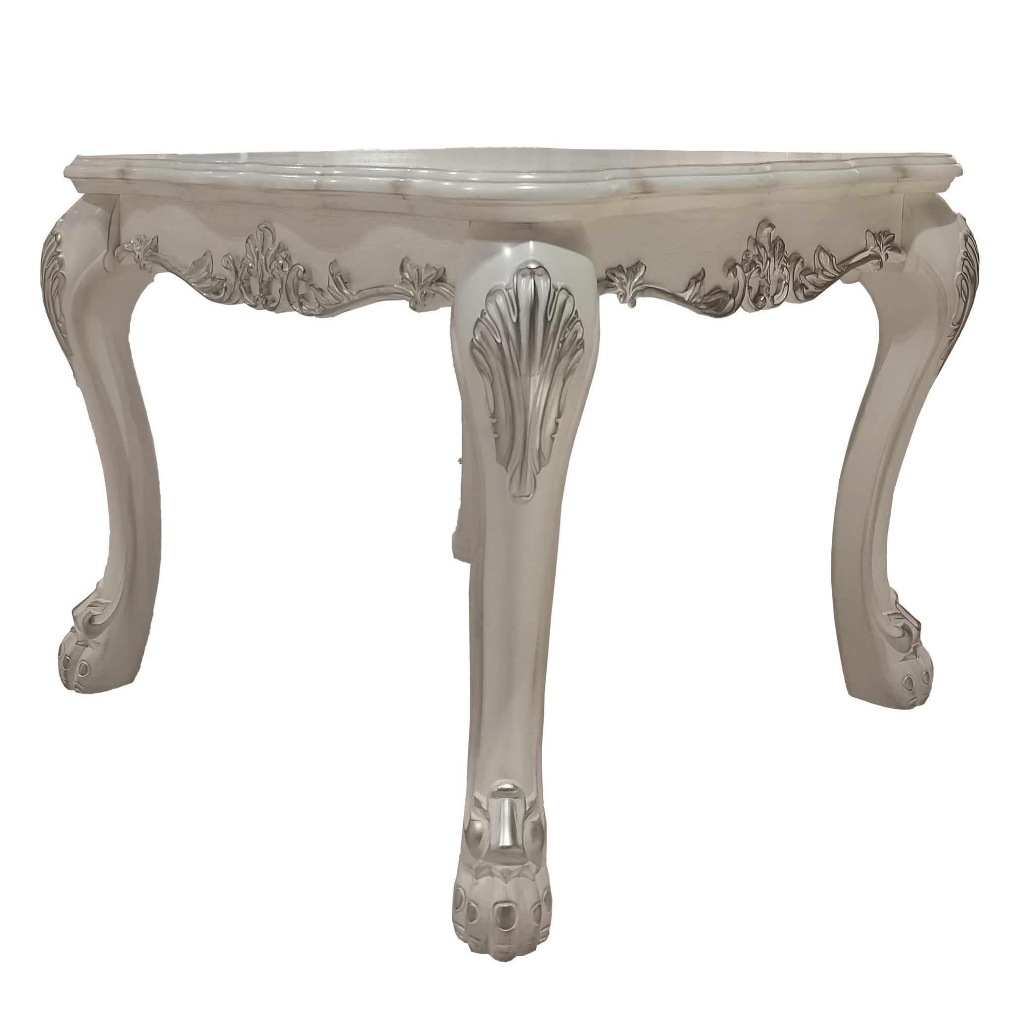 Bone White End Table With Claw Leg White Primary Living Space Traditional Square Wood Plastic