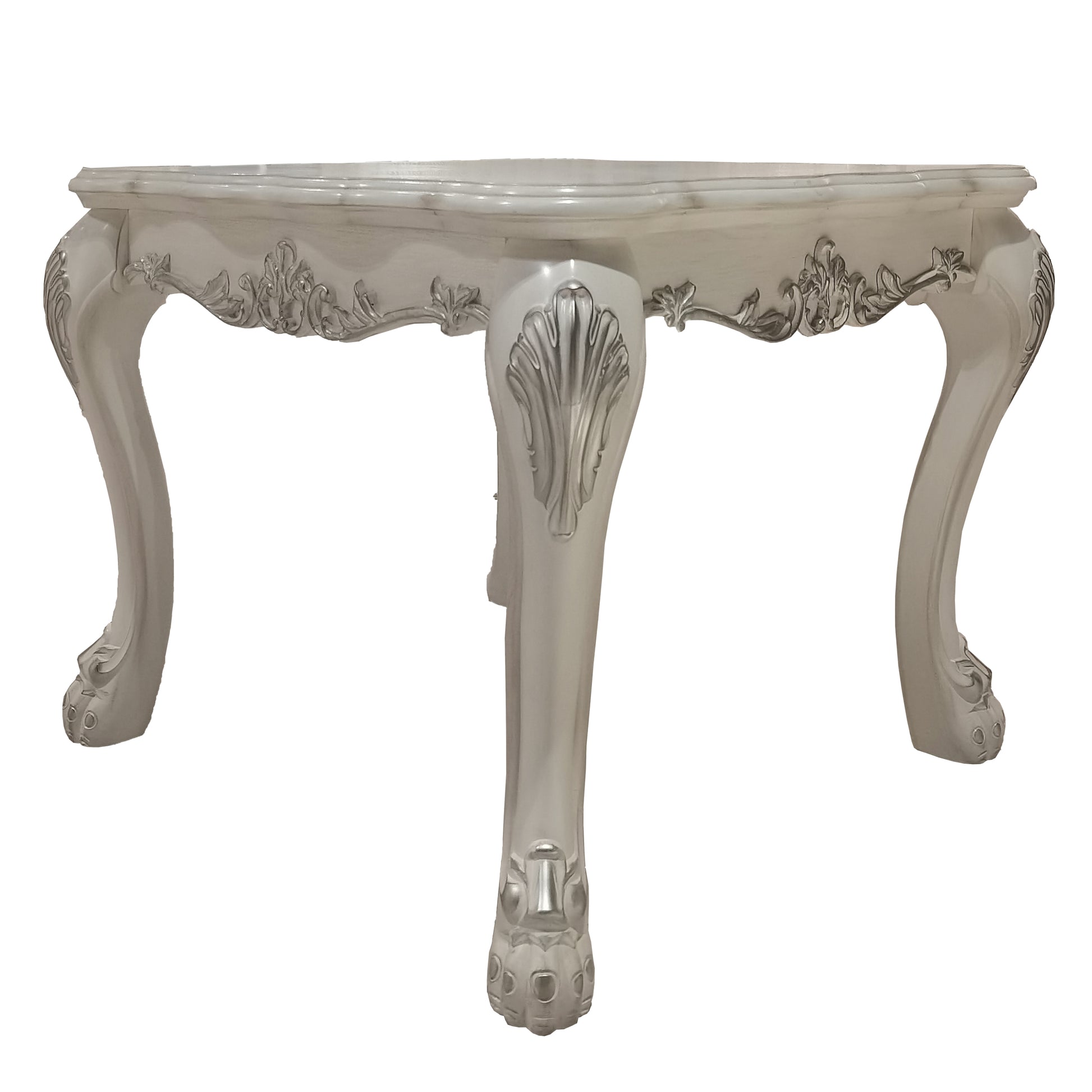 Bone White End Table With Claw Leg White Primary Living Space Traditional Square Wood Plastic