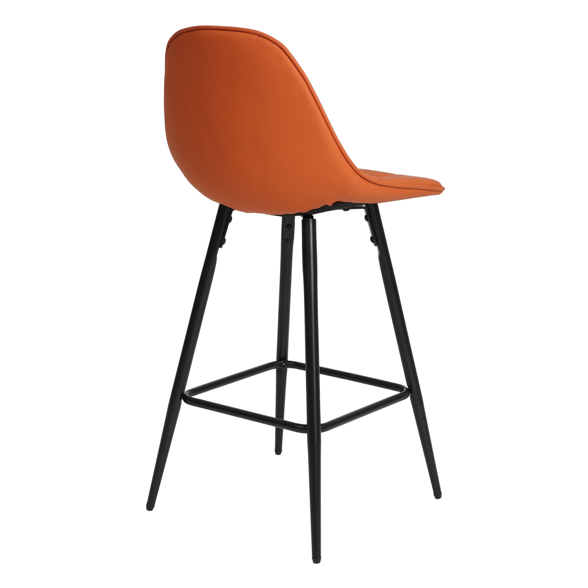 Counter Stools,Set Of 2 Bar Stools With Back And Footrest, Modern Metal Counter Height Barstools For Kitchen Home Bar,25.5" Armless Barstool Chairs Brown Leather