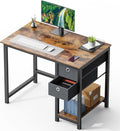 Computer Desk With Drawers 40 Inch Office Writing Work Kids Study 2 Tier Wood Corner Table With Storage Drawers Shelf For Bedroom Home Office Rustic Brown Rustic Brown Wood