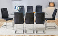 Table And Chair Set.Modern Rectangular Glass Dining Table With A Tempered Glass Tabletop And Silver Metal Legs, Paired With Multiple Chairs Designed With Pu Cushions And Silver Metal Legs. Black Silver Seats 8 Tempered Glass