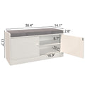 Shoe Storage Bench With 2 Door Cabinet, Entryway Bench With Shoe Storage, Shoe Bench With Cushion, Adjustable Shelves, Shoe Rack Bench For Entrance, Hallway, Bedroom, White Gray White Gray White