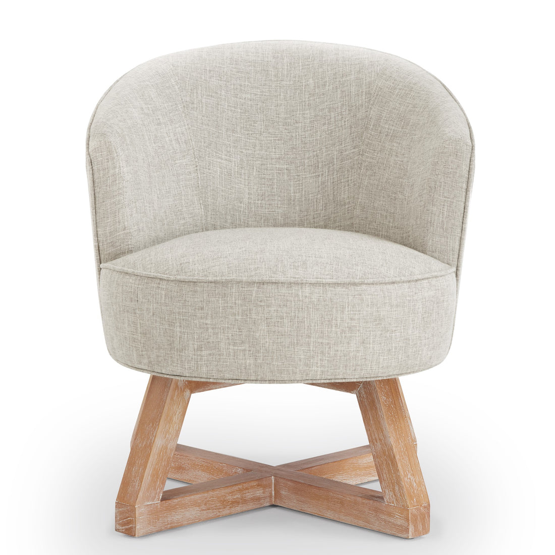 Swivel Chair With Cross Shaped Wooden Base,Lounge Chair With Solid Wood Legs, 360 Freely Swivel Chairclassic Linen Fabric For Living Room, Bedroom, Office, Dresser Light Gray Light Gray Primary Living Space American Design,Artsy,Classic,Modern Rubberwood