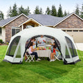 Outsunny 20 Person Camping Tent, Outdoor Cabin Tent Tent With 2 Doors, Screen Room, Family Dome Tent For Hiking, Backpacking, Traveling, Easy Set Up, Cream Cream White Steel