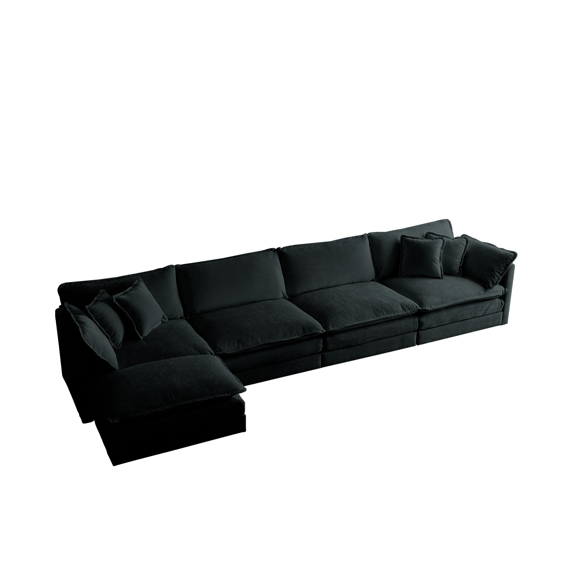 Modular Sectional Sofa For Living Room,U Shaped Couch 5 Seater Convertible Sectional Couch With 1 Ottoman ,Black Chenille Black Chenille 4 Seat