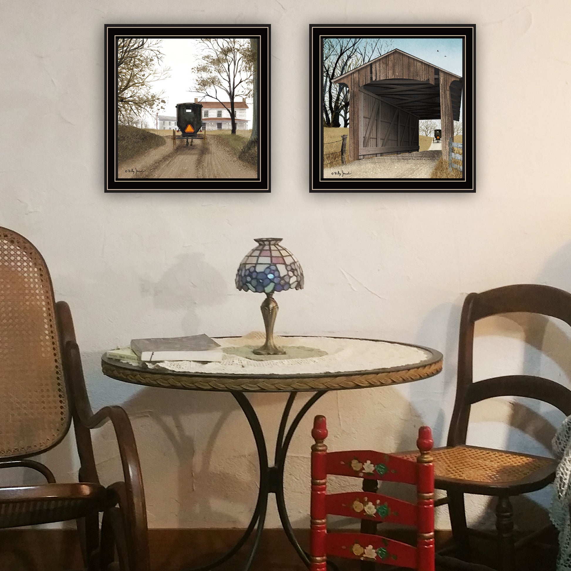2 Piece Vignette Headin' Home, Miller'S Creek Bridge Black Framed Wall Art For Living Room, Bedroom Wall Art Print For Home Decor By Billy Jacobs Multicolor Wood Paper