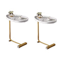 2 Pieces White C Shaped Side Table, C Shaped End Table, Side Table For Couch And Bed, Small Side Table For Small Spaces White Metal