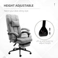 Vinsetto Executive Linen Feel Fabric Office Chair High Back Swivel Task Chair With Adjustable Height Upholstered Retractable Footrest, Headrest And Padded Armrest, Light Grey Grey Polyvinyl Chloride