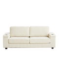 86.5 Inch Sofa Couch Deep Seat Sofa With Two Storage Spaces, T Pyce Charging Portsusb Charging Ports & 2 Cup ,Corduroy 3 Seater Couch, Modern Sofas For Living Room Beige Foam Corduroy 3 Seat