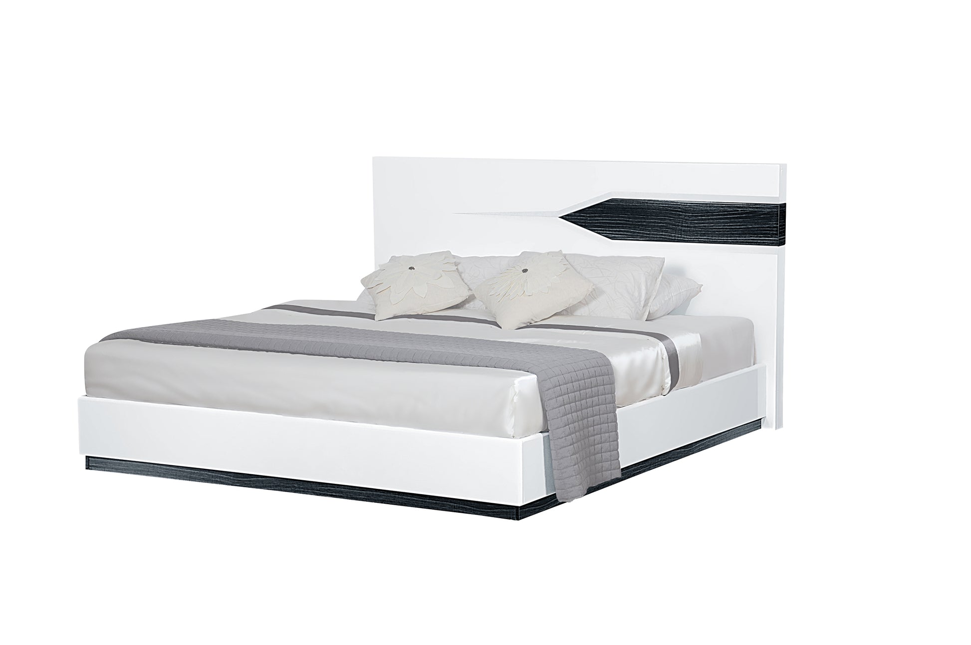 Vios Zebra White Queen Bed White Black Mdf