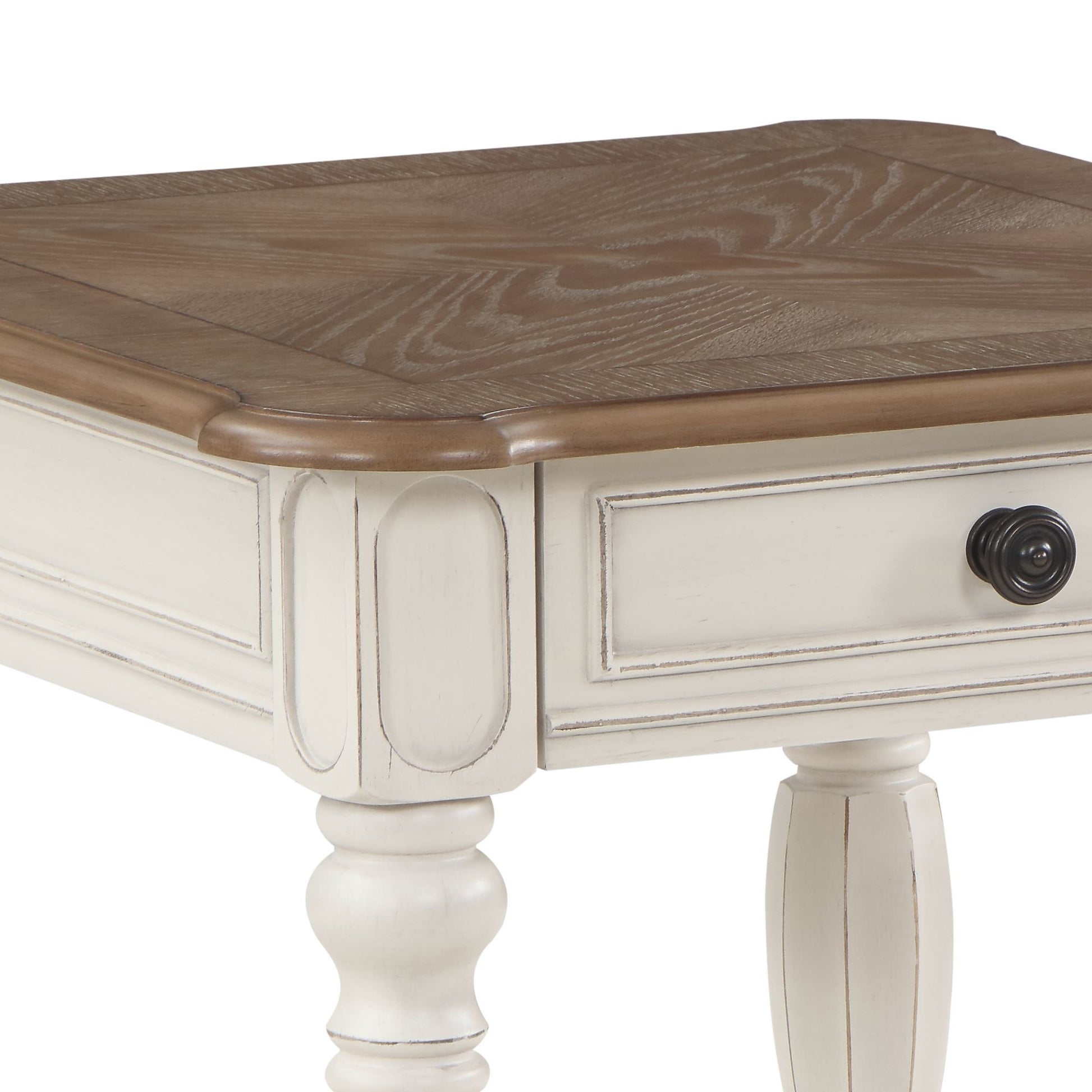 Oak And Antique White 1 Drawer End Table With Shelf Oak Primary Living Space Drawers Rectangular Wood