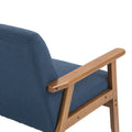 Coolmore Mid Century Modern Solid Loveseat Sofa Upholstered Linen Loveseat, 2 Seat Upholstered Loveseat Sofa Modern Couch Navy Linen 2 Seat