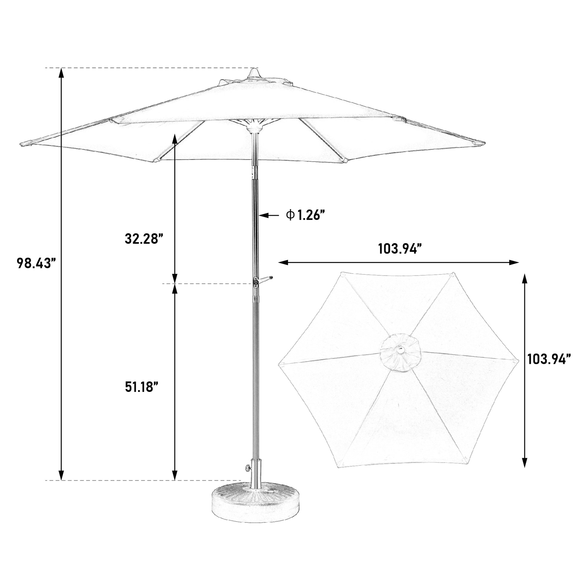 9Ft Outdoor Patio Umbrella Outdoor Table Umbrella With Push Button Tilt And Crank, Market Umbrella 6 Sturdy Ribsdeck, Backyard, Pool Base Not Included Dark Green Dark Green Garden & Outdoor Steel