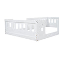 Wood Twin Size Platform Bed With Guardrail, White Box Spring Not Required Twin White Wood Bed Frame Solid Wood Mdf