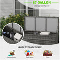 Outsunny 83 Gallon Deck Box, Large Outdoor Storage Chest, Pe Wicker Trunk For Outside On Wheels For Garden Tools, Pool Supplies & Patio Furniture Cushions, Gray Gray Plastic