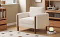 Oversized Accent Chair, Upholstered Living Room Chairs Single Sofa Chair With Walnut Legs, Curved Handrail, White White Teddy