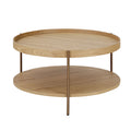 2 Piece Modern 2 Tier Round Coffee Table Set For Living Room,Easy Assembly Nesting Coffee Tables, End Side Tables For Bedroom Office Balcony Yard,Natural Ash Natural Ash Mdf Metal