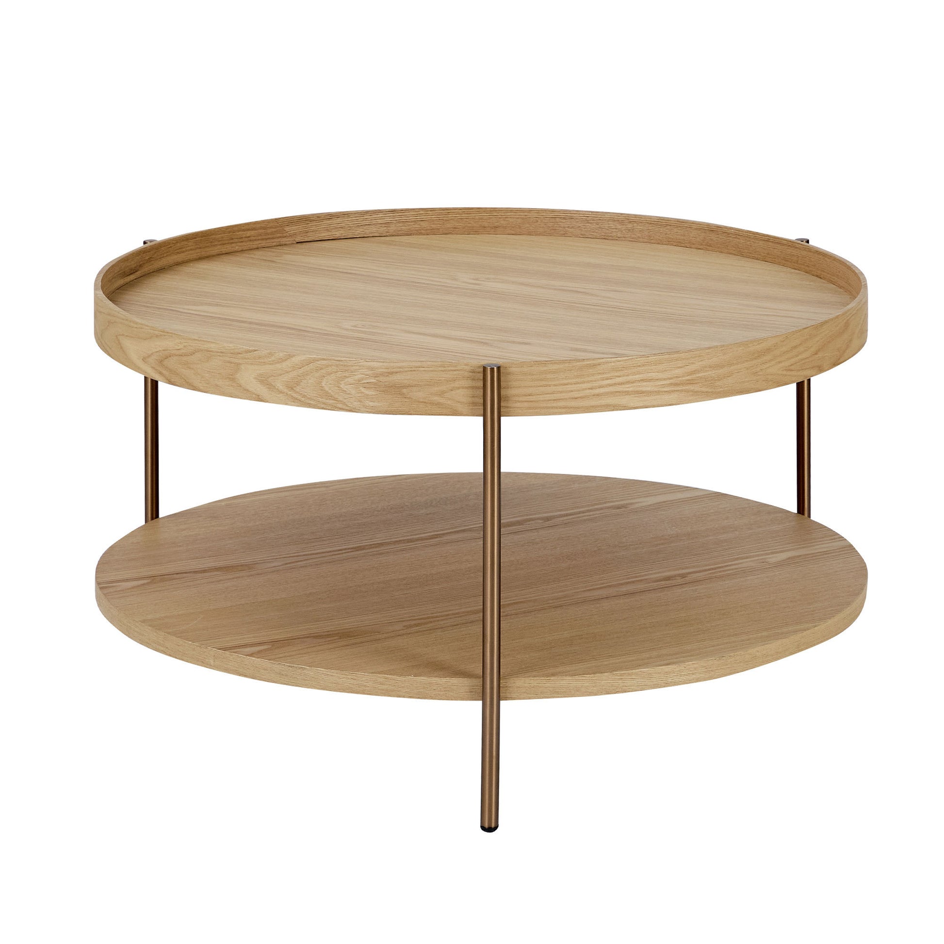 2 Piece Modern 2 Tier Round Coffee Table Set For Living Room,Easy Assembly Nesting Coffee Tables, End Side Tables For Bedroom Office Balcony Yard,Natural Ash Natural Ash Mdf Metal