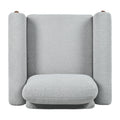 Oversized Accent Chair, Upholstered Living Room Chairs Single Sofa Chair With Walnut Legs, Curved Handrail, Grey Grey Teddy