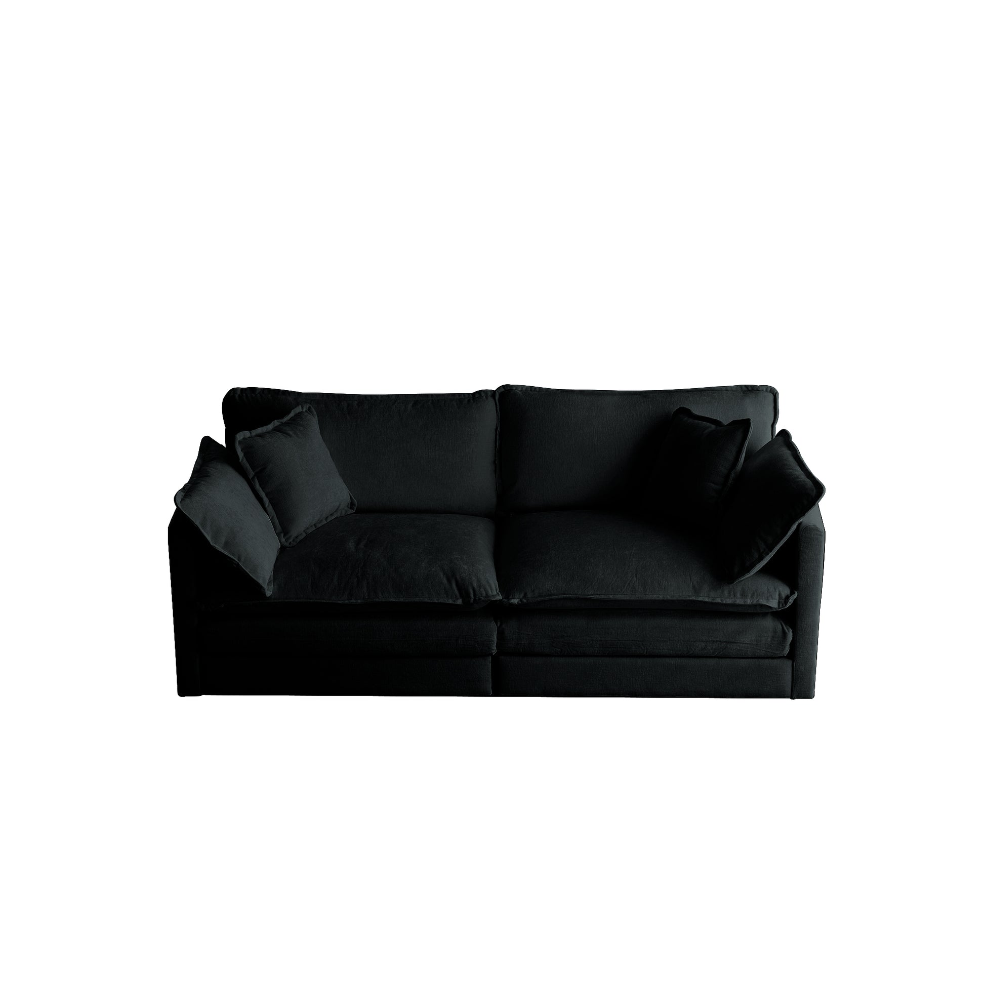 Chenille Two Seater Sofa With 1 Footrest, 2 Seater L Shaped Sectional With Ottoman,Loveseat With Ottoman For Small Living Space, Black Chenille Black Chenille 2 Seat