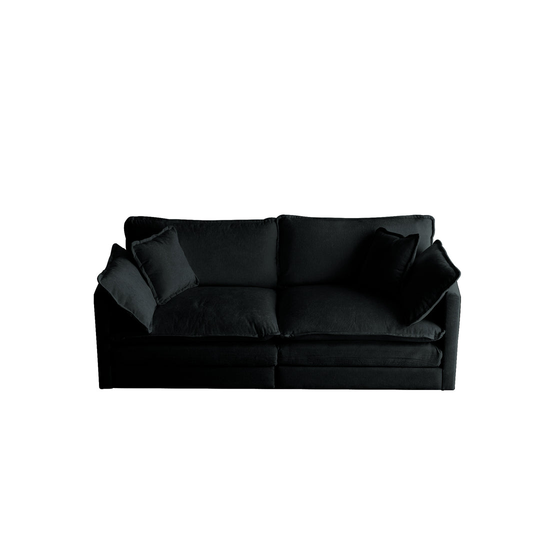 Modern Fabric Loveseat Sofa Couch For Living Room, Upholstered Large Size Deep Seat 2 Seat Sofa With 4 Pillows ,Black Chenille Black Chenille 2 Seat