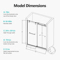 56 60 Inches W *76 Inches H Frameless Double Sliding Soft Close Shower Door In Matte Black,3 8 Inches 10Mm Thick Sgcc Tempered Glass Door Black Glass Metal