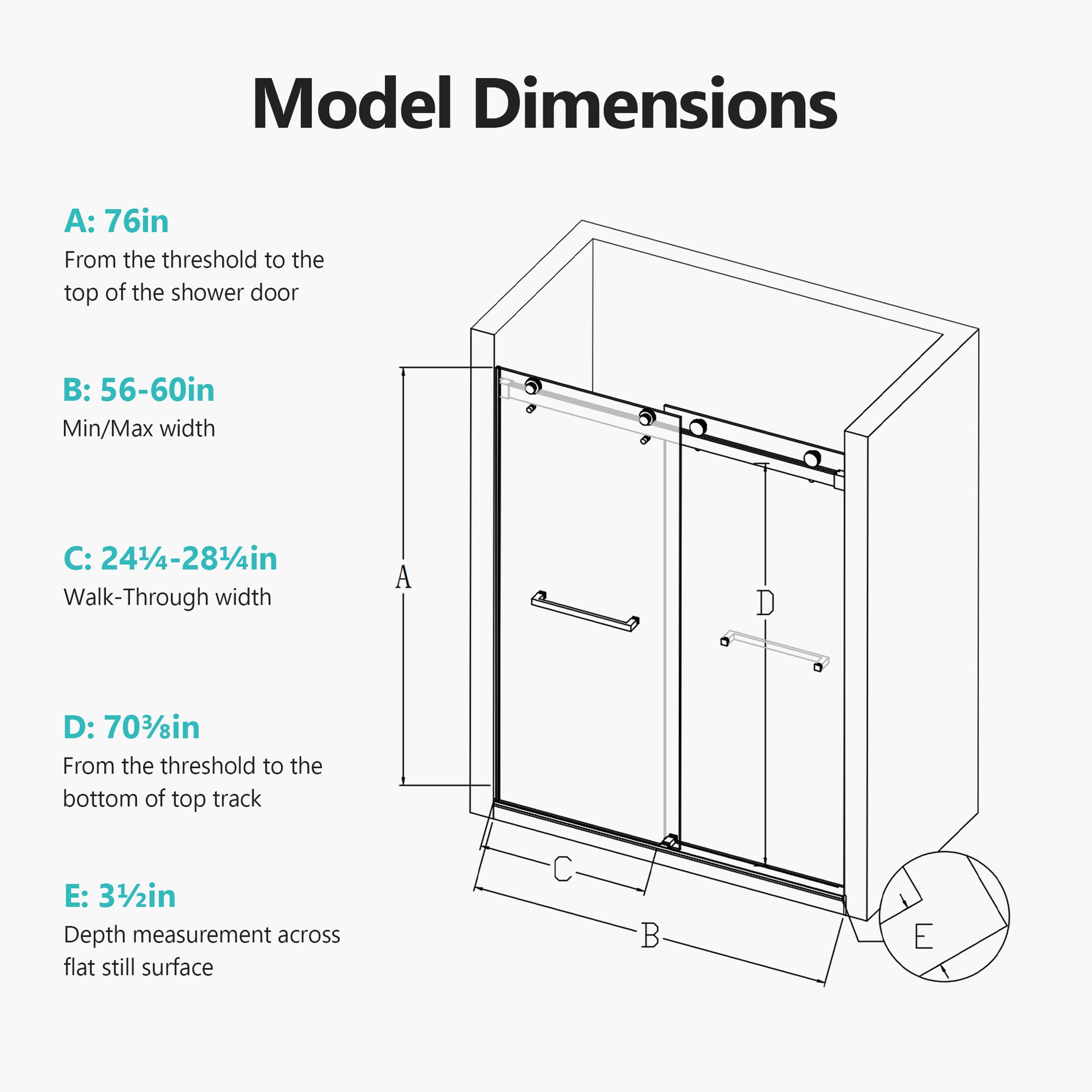 56 60 Inches W *76 Inches H Frameless Double Sliding Soft Close Shower Door In Matte Black,3 8 Inches 10Mm Thick Sgcc Tempered Glass Door Black Glass Metal