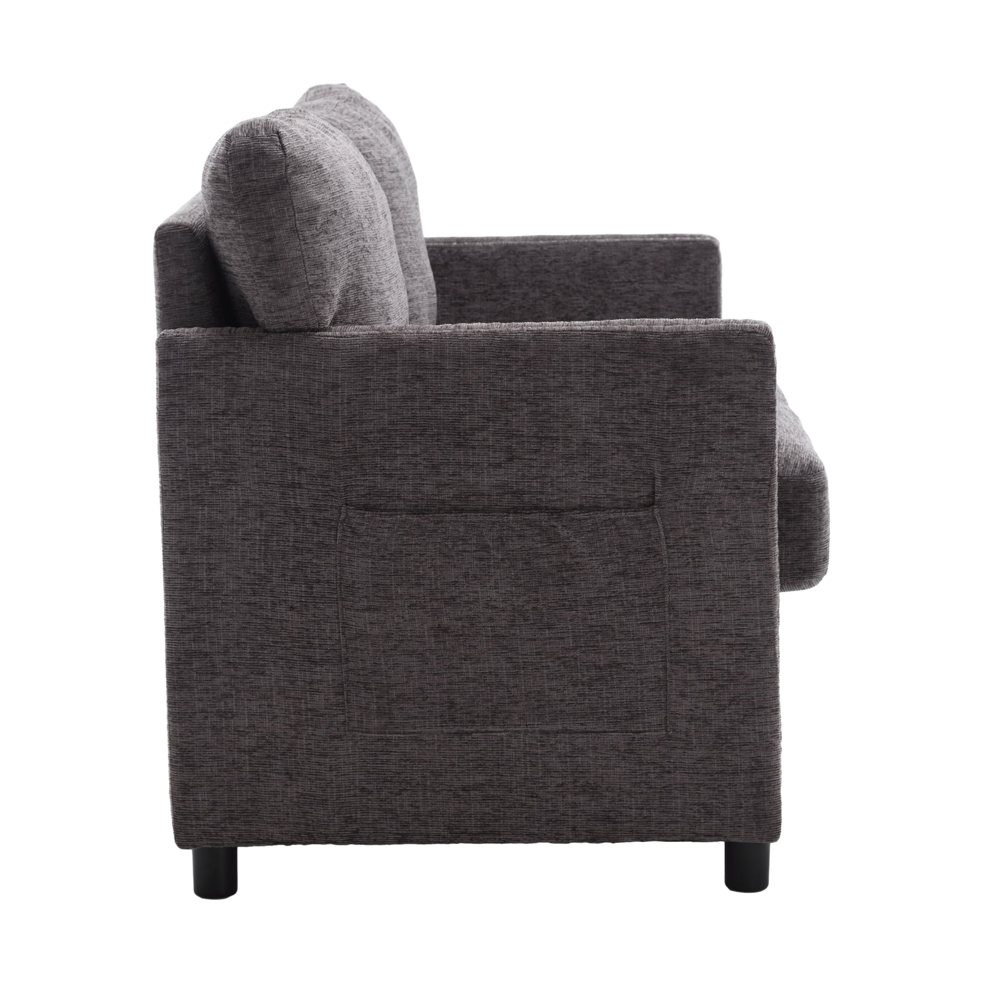 United Modern Chenille Fabric Loveseat, 2 Seat Upholstered Loveseat Sofa Modern Couch Dark Gray Chenille 2 Seat