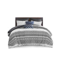 3 Piece Cotton Comforter Set With Chenille Tufting Gray Full Queen Queen Gray Cotton