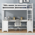 Twin Size Loft Bed With U Shaped Desk, Drawers And Storage Shelves, White Box Spring Not Required Twin White Wood Bedroom Solid Wood Mdf