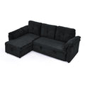Corduroy Tufted Upholstered Sleeper Sectional Sofa, L Shaped Modular Convertible Sofa With Reversible Storage Chaise, Pull Out Sleep Couch Bed And Reclining Backrest Perfect For Living Space, Black Full Black Corduroy