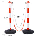 6 Pack Traffic Delineator Post Cones With Fillable Base, Adjustable Plastic Safety Barrier With 5Ft Plastic Chain, Outdoor And Indoor Crowd Control Stanchion For Traffic Control And Warning W R White Red Plastic