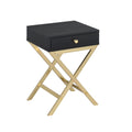 Coleen Black & Brass Finish Accent Table Black Metal,Pvc