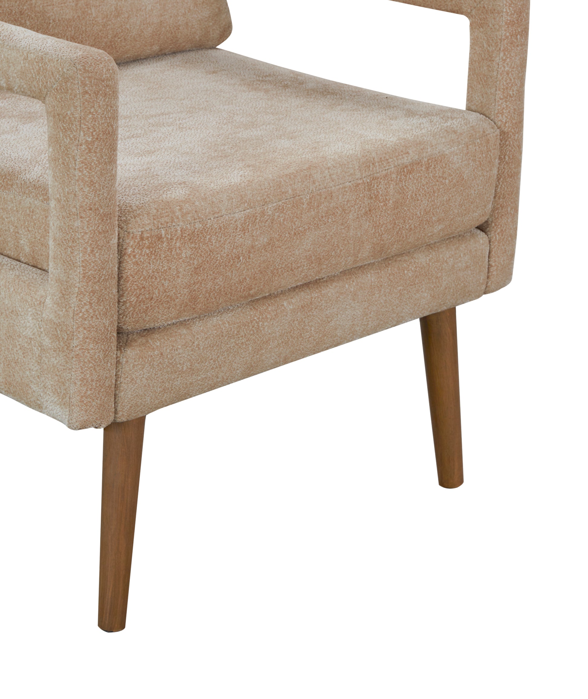 Mid Century Armchairaccent Chair With Chenille Armrest & Soft Cushion For Living Room, Bedroom, Home Office, Study, Beige Beige Foam Wood Fabric