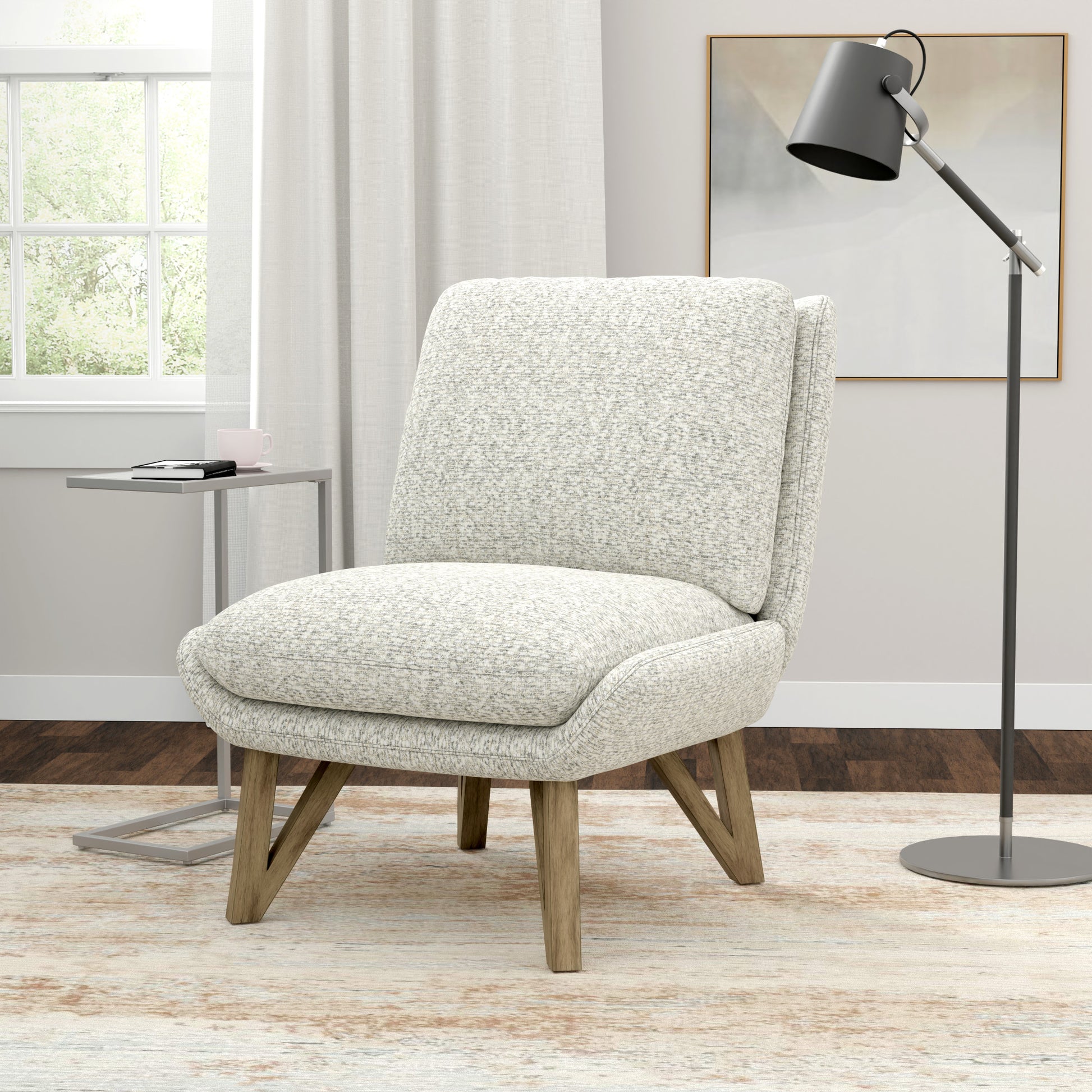 Emerse White Armless Accent Chair White Foam Solid Wood
